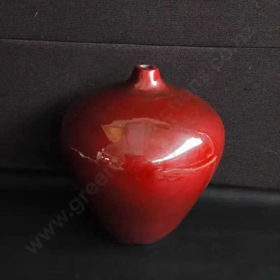 RED CERAMIC BULB VASE, H 30 CM