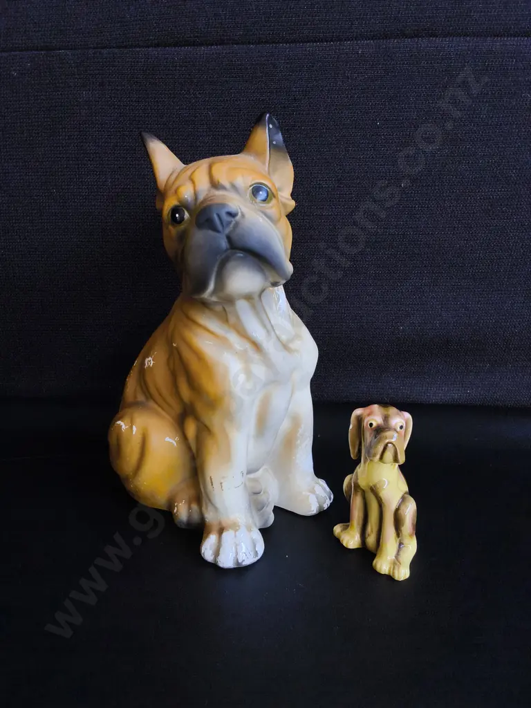 CHINA BULLDOG AND HOUND FIGURES, TALLEST H 23.5 CM Image 1++