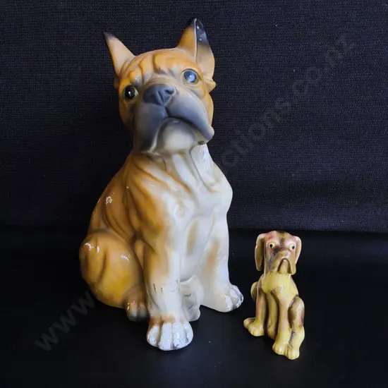 CHINA BULLDOG AND HOUND FIGURES, TALLEST H 23.5 CM
