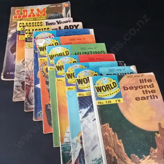 10 VINTAGE WORLD/CLASSIC ILLUSTRATED BOOKS AND ADAM FACT FICTION HUMOUR