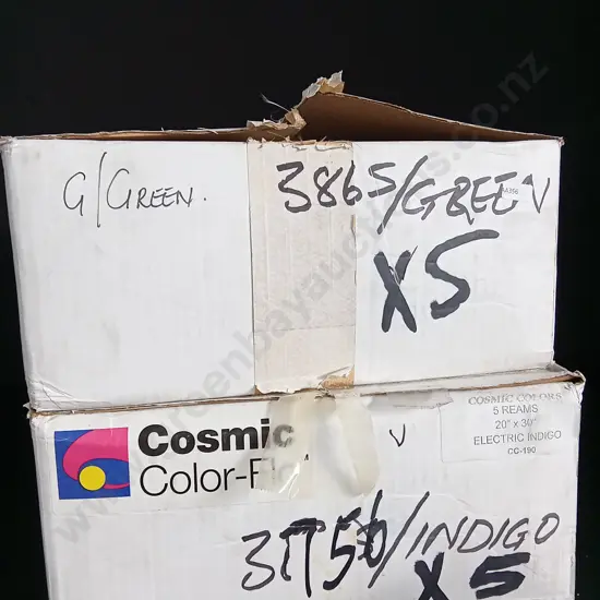 2 BOXES OF COSMIC COLOR-FLO TISSUE PAPER, 1 INDIGO, 1 GREEN