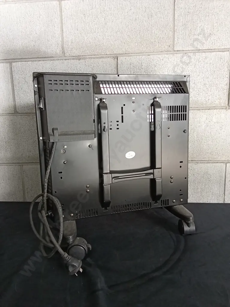 BLACK GLASS ELECTRIC PANEL HEATER (WORKING), H 47CM X W 46CM X D 10CM Image 1++