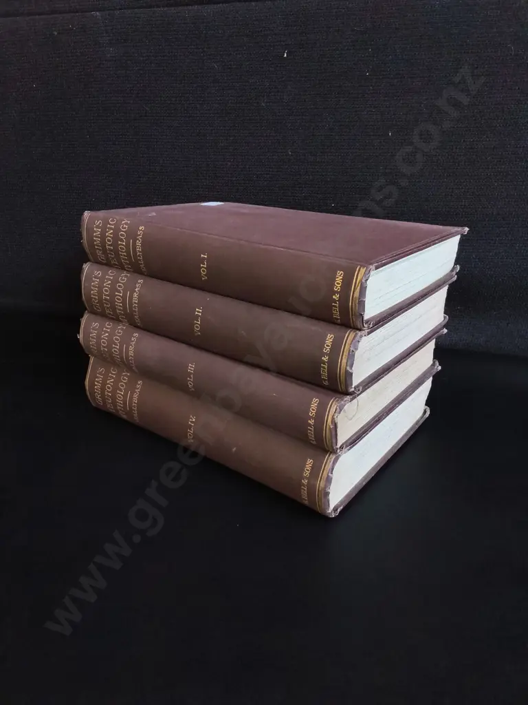 FOUR VOLUME VINTAGE HARDCOVER SET OF GRIMM'S TEUTONIC MYTHOLOGY BOOKS Image 1++