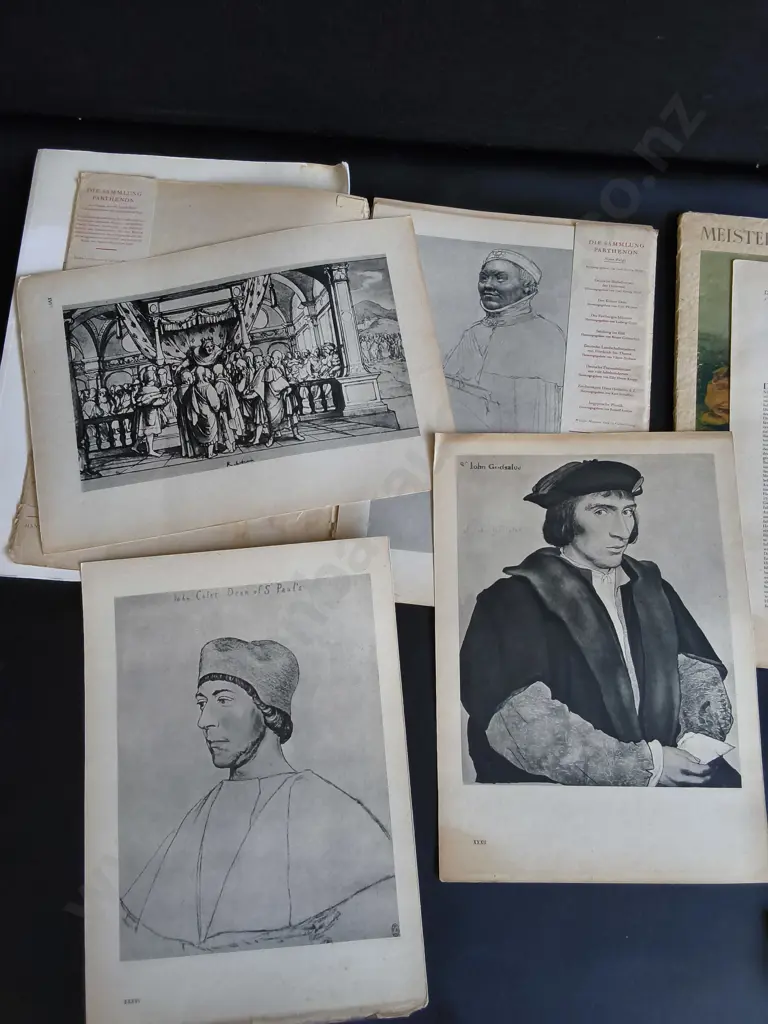 VINTAGE EUROPEAN ART BOOKS, 1941 HOLBEIN DRAWINGS, MURILLO PLATES, MEDIEVAL STAINED GLASS Image 1++