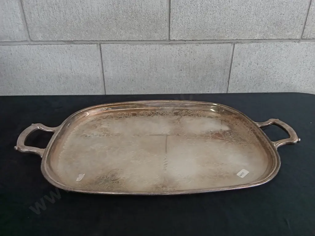 VINTAGE SILVER PLATED SERVING TRAY, 57CM X 35CM Image 1++