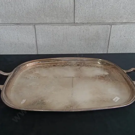 VINTAGE SILVER PLATED SERVING TRAY, 57CM X 35CM