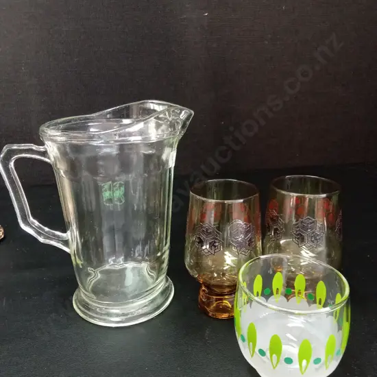 GLASS JUG H18CM AND 3 GLASSES