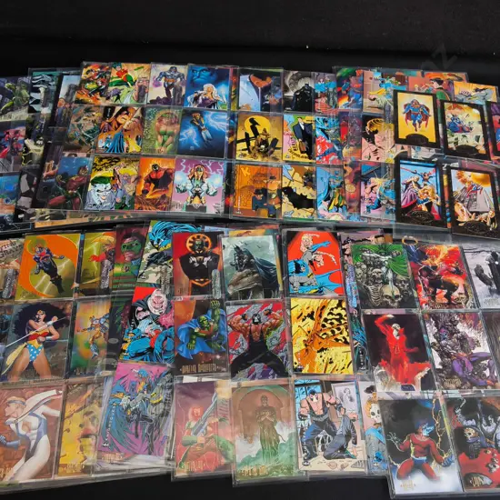 VINTAGE COMIC BOOK TRADING CARDS, MARVEL, X MEN, DC, ETC