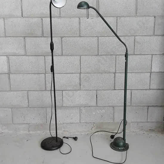 TWO FREE STANDING LAMPS (UNTESTED), BLACK LAMP H 140CM