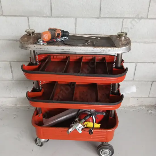 MOBILE MULTI-TIER TOOL TROLLEY INCLUDING CONTENTS, 85CM TALL