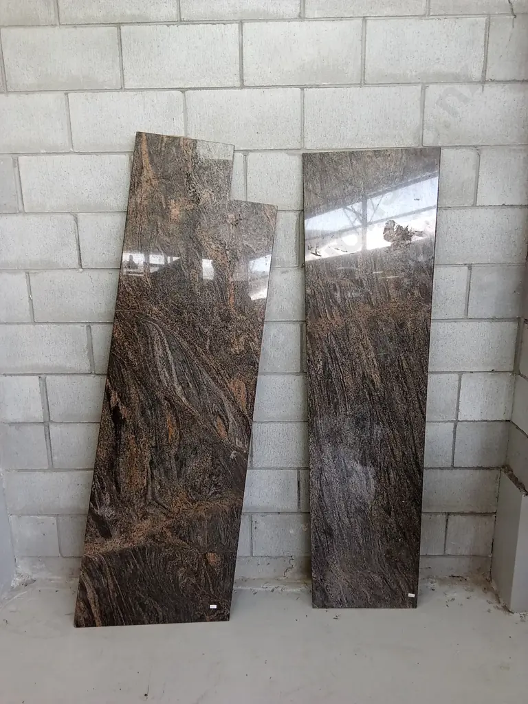 PAIR OF POLISHED GRANITE SLAB, APPROXIMATELY 171CM X 44CM AND 182CM X 60CM Image 1++