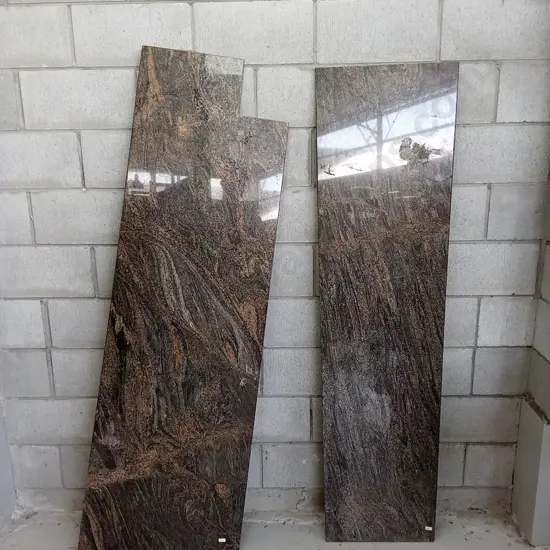 PAIR OF POLISHED GRANITE SLAB, APPROXIMATELY 171CM X 44CM AND 182CM X 60CM