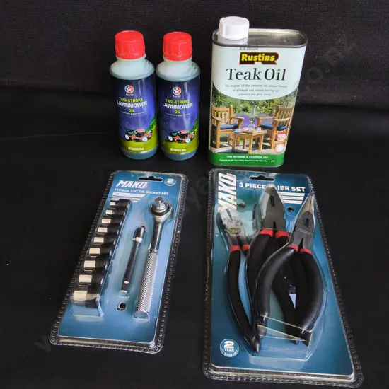 5 PIECES BRAND NEW TOOLS AND OILS