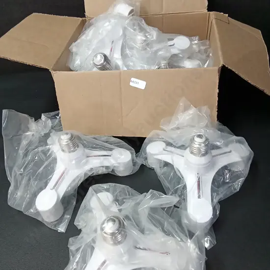 BOX OF 3-IN-1 PLASTIC LIGHT SOCKET SPLITTER ADAPTORS