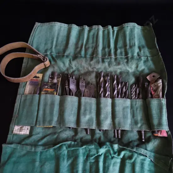 VINTAGE TOOL ROLL DRILL BIT SET