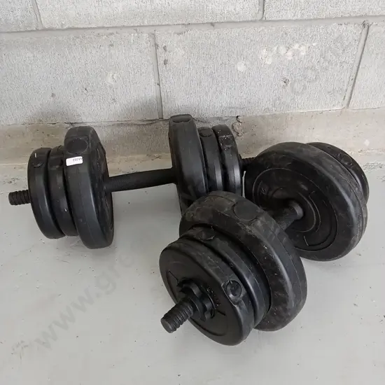 ADJUSTABLE CEMENT WEIGHT DUMBBELLS, 9KG EACH