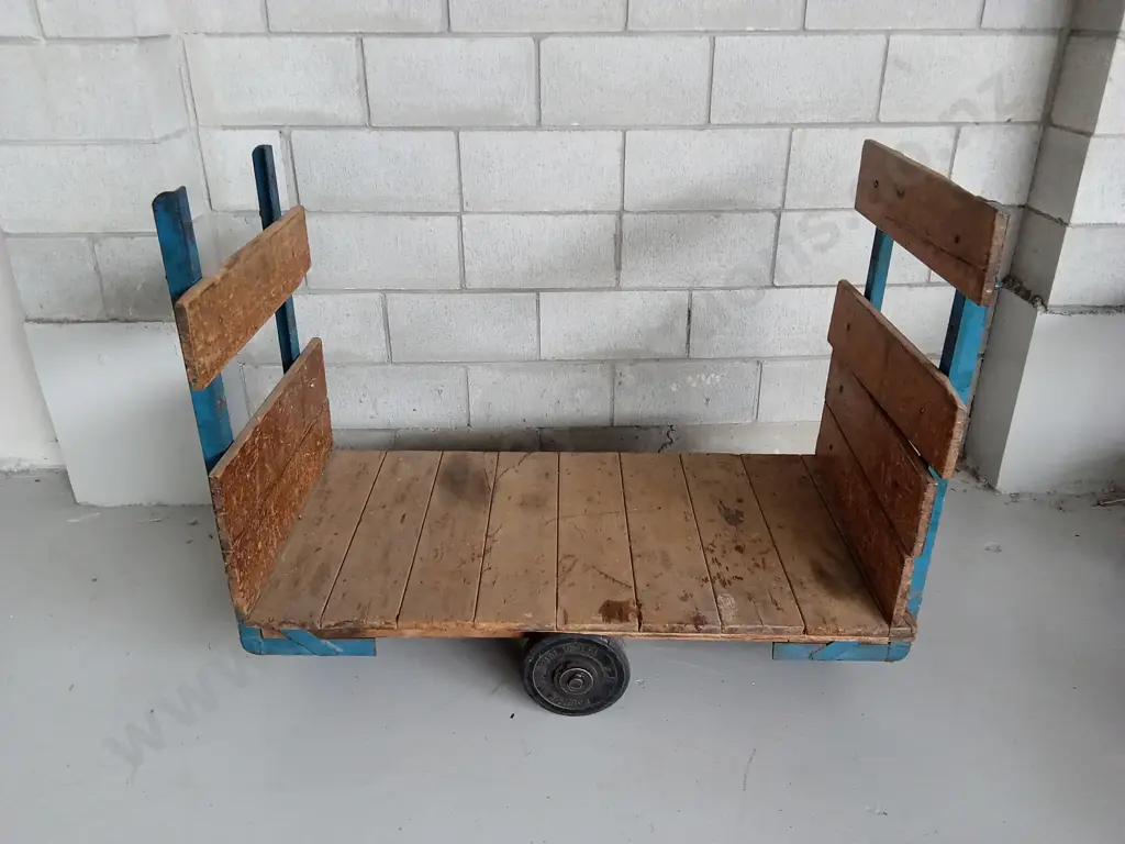 VINTAGE WOODEN PUSH CART, 110CM X 60CM Image 1++