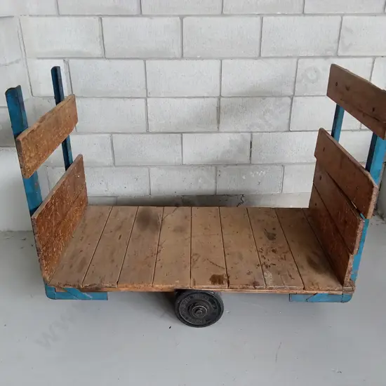 VINTAGE WOODEN PUSH CART, 110CM X 60CM