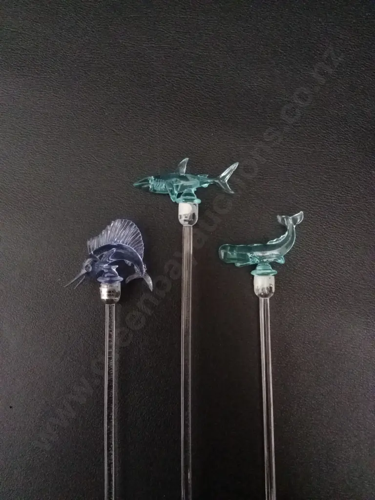 3 OCEAN ANIMAL COCKTAIL STRIRRERS Image 1++