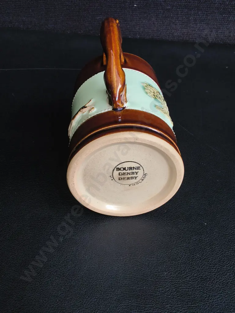 VINTAGE BOURNE DERBY STONEWARE FOX HUNT TANKARD, H 10.5 CM Image 1++