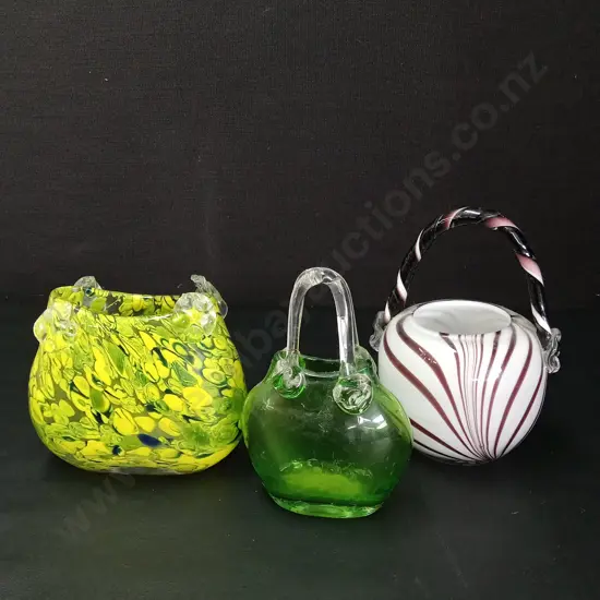 3 MURANO STYLE GLASS HANBAGS