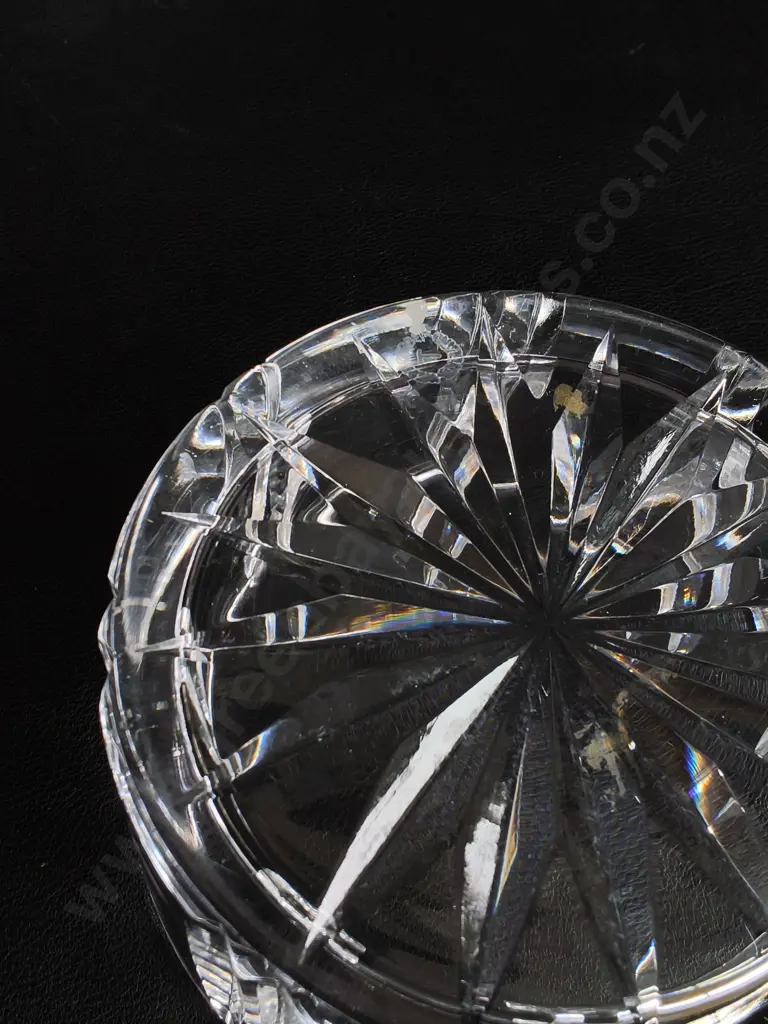 VINTAGE STAIGER MINIATURE CLOCK AND HERITAGE IRISH CRYSTAL VANITY JAR, WIDEST W 11.5 CM Image 1++