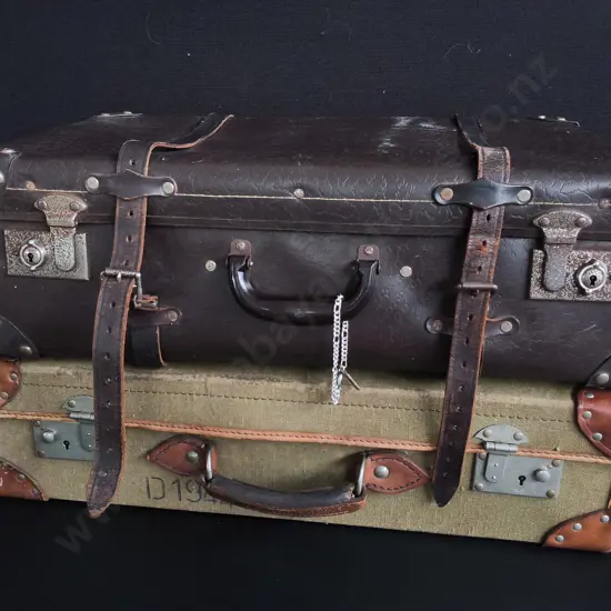 PAIR OF VINTAGE SUITCASES, WIDEST W 65 CM
