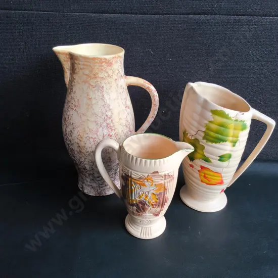 3 VINTAGE SYLVAC CERAMIC JUGS, MADE IN ENGLAND, TALLEST H 26 CM