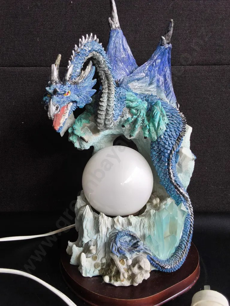 DECORATIVE RESIN DRAGON LAMP, WORKING, H 39 CM Image 1++
