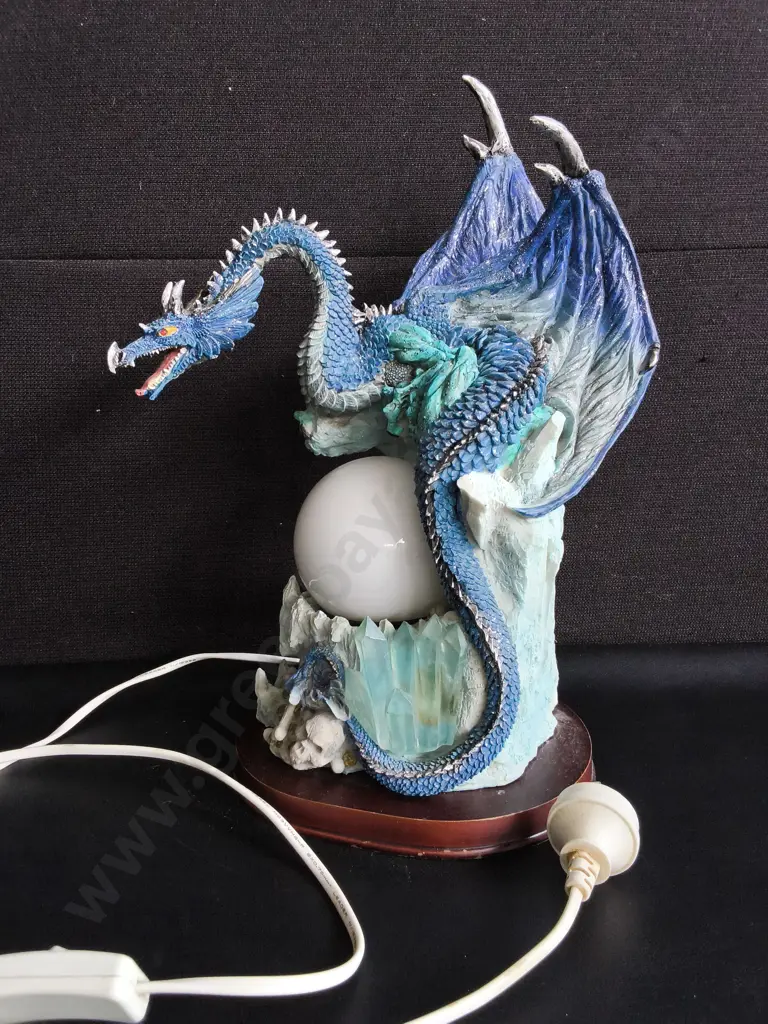 DECORATIVE RESIN DRAGON LAMP, WORKING, H 39 CM Image 1++