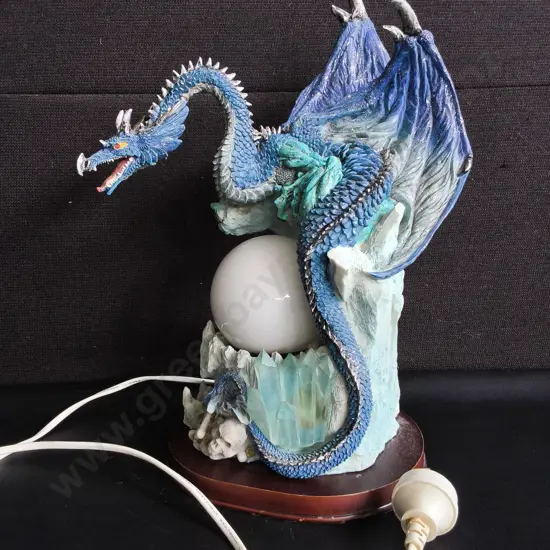 DECORATIVE RESIN DRAGON LAMP, WORKING, H 39 CM