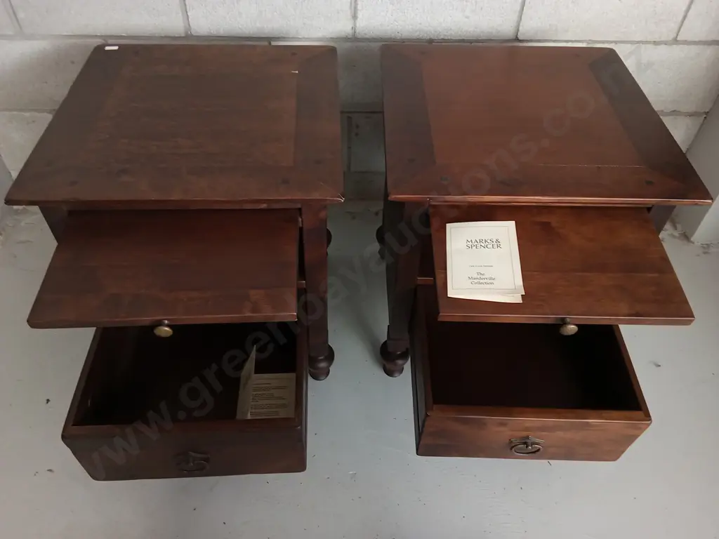 PAIR OF MARKS & SPENCER BEDSIDE TABLES, THE MANDERVILLE COLLECTION, H 59CM X W 51CM X D 50CM Image 1++