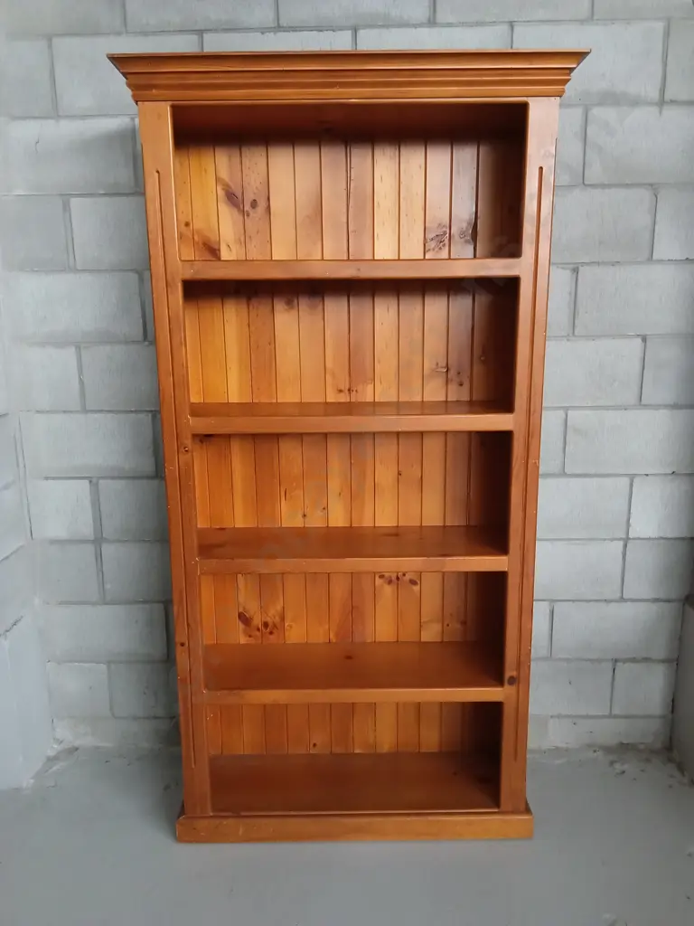 WOODEN SHELVING UNIT, H 193CM X W 101CM X D 32CM Image 1++