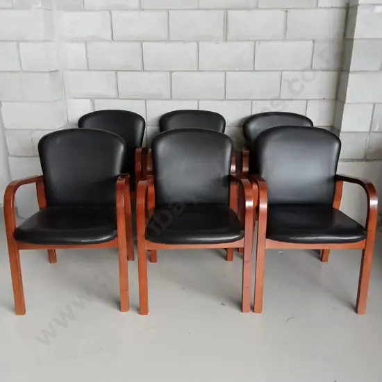 6X UPHOLSTERED GUEST CHAIRS WOTH WOODEN FRAMES