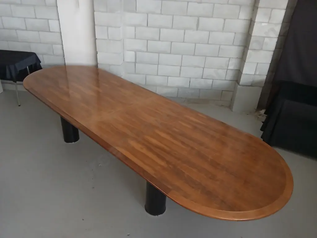 3.6M BOARDROOM TABLE, POLISHED TOP, PLUS 10 X HIGH QUALITY BOARDROOM GAS LIFT CHAIRS 120CM WIDE X 72CM HIGH Image 1++