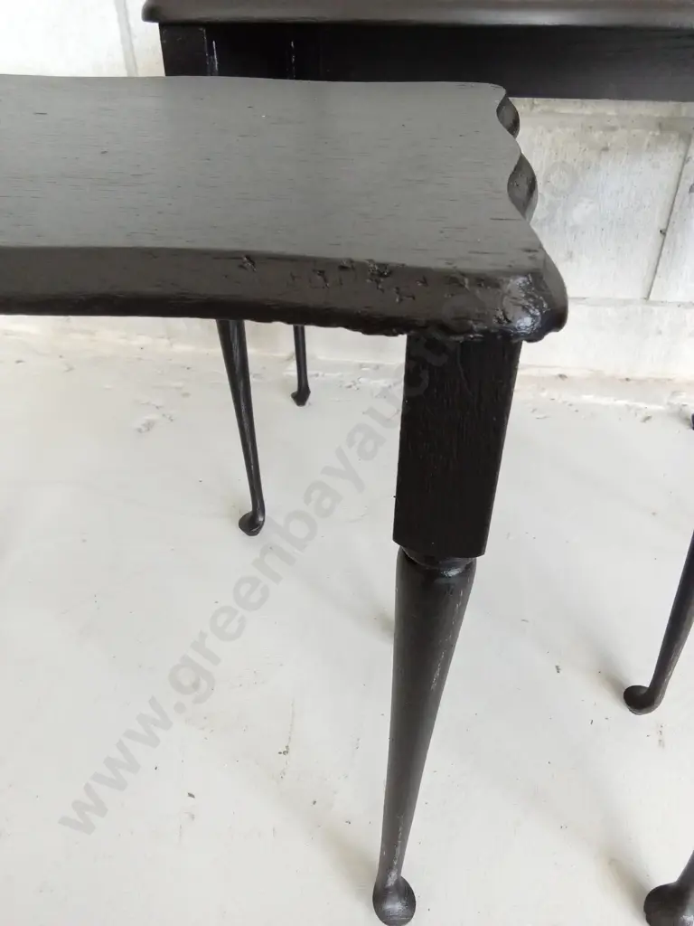 VINTAGE BLACK WOODEN NESTING STOOLS/TABLES, HEIGHT IS 46CM Image 1++