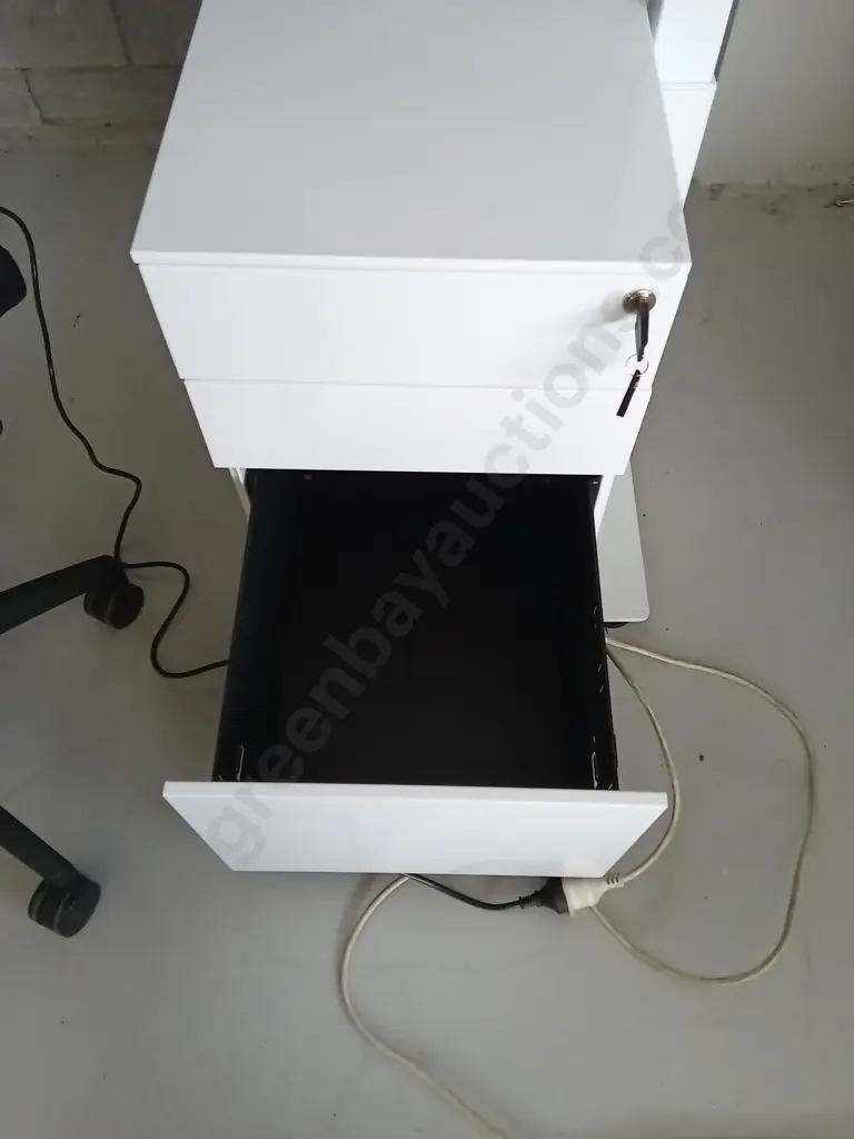 HEIGHT ADJUSTABLE DESK WITH FILLING CABINETS AND CHAIR, L 200CM X W 80CM Image 1++