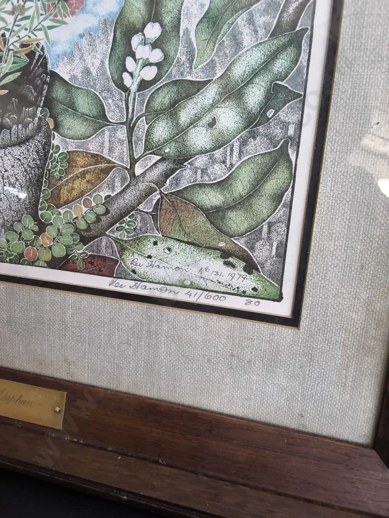 FRAMED REI HAMON "THE ORPHAN" LITHOGRAPH PRINT 1980, H 61 CM X W 49 CM Image 1++