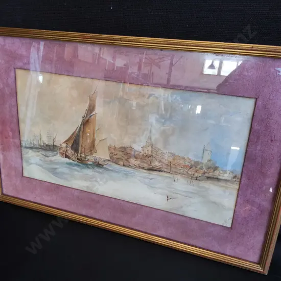 VINTAGE FRAMED MARITIME WATERCOLOUR PAINTING, H 41 CM X W 63 CM