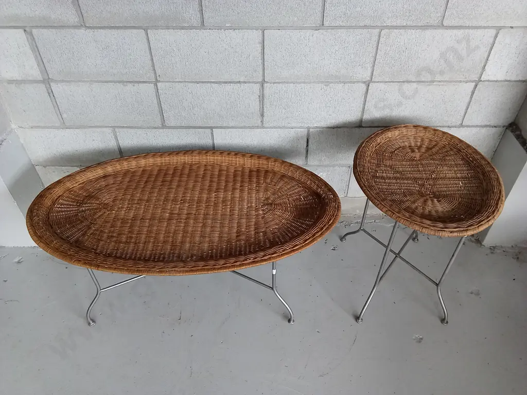 RATTAN COFFEE TABLE AND SIDE TABLE, COFFEE TABLE IS, L 108CM X W 63 X H 48CM Image 1++