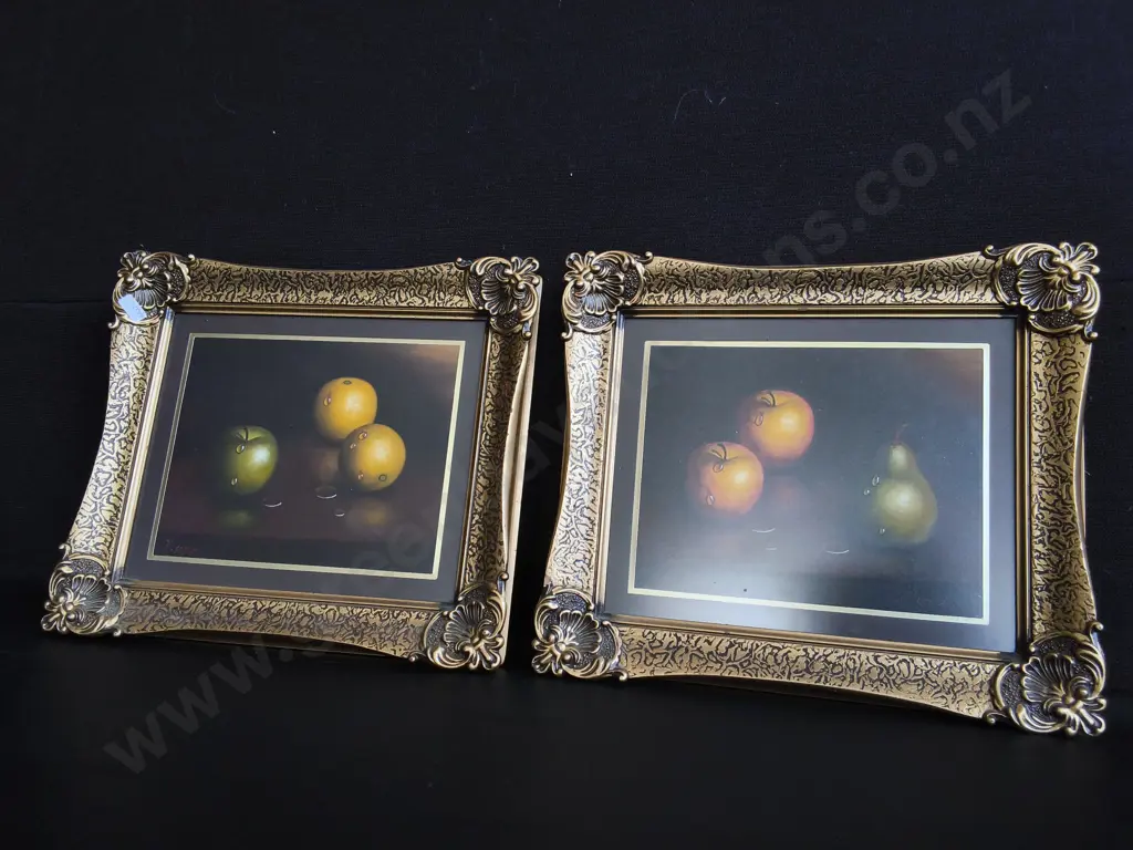 PAIR OF FRAMED STILL LIFE FRUIT PAINTINGS, SIGNED K. COTTON, H 34 CM X W 39 CM Image 1++