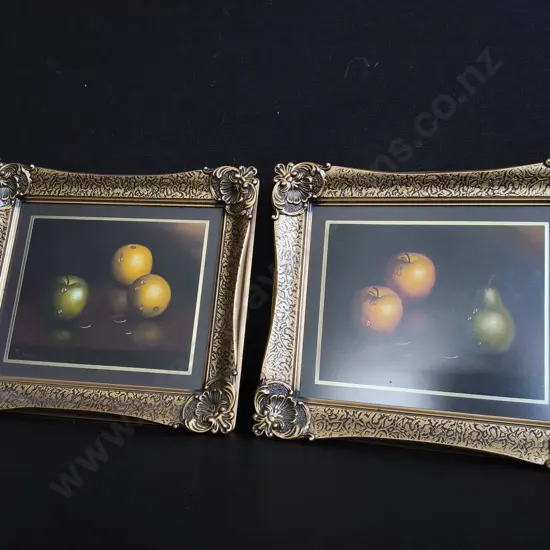 PAIR OF FRAMED STILL LIFE FRUIT PAINTINGS, SIGNED K. COTTON, H 34 CM X W 39 CM