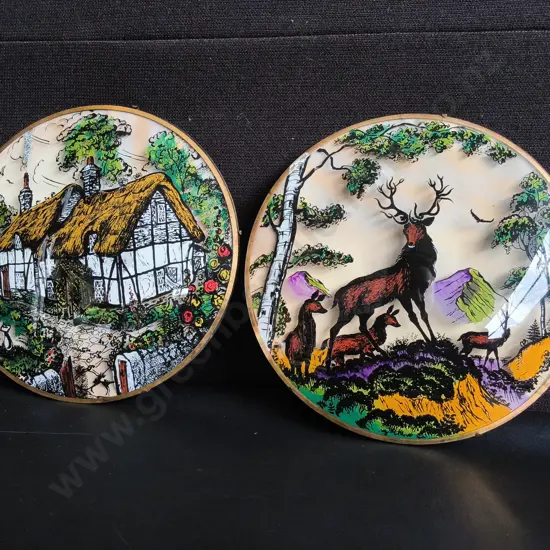 PAIR OF VINTAGE CONVEX GLASS WALL HANGING DECOR, DIA 25 CM