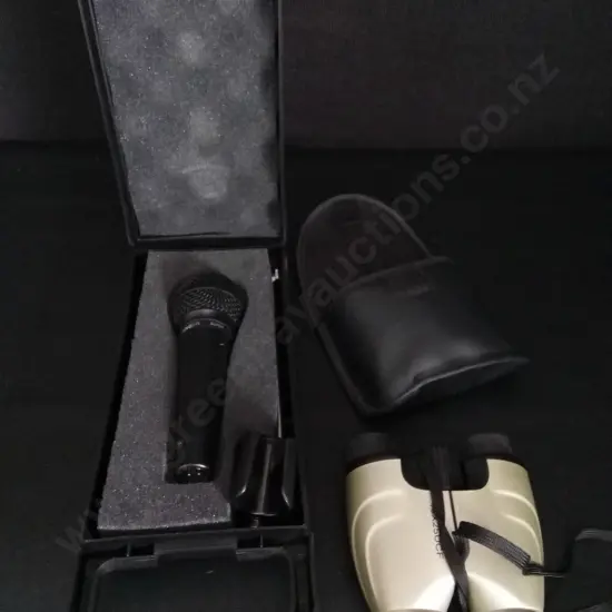 BEHRINGER SUPER CARDIOID MICROPHONE XM2000 AND BINOCULARS