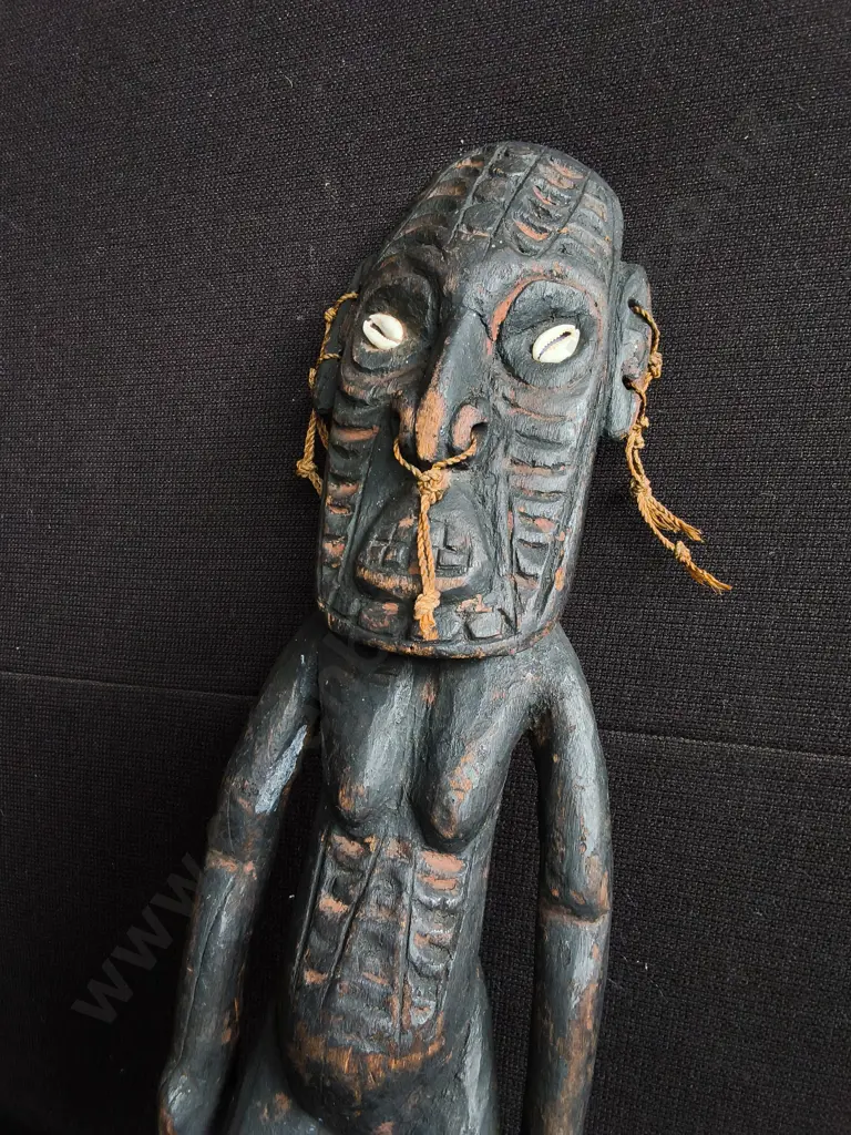 VINTAGE PAPUA NEW GUINEA WOODEN ANCESTRAL SPIRIT FIGURE, H 57 CM Image 1++
