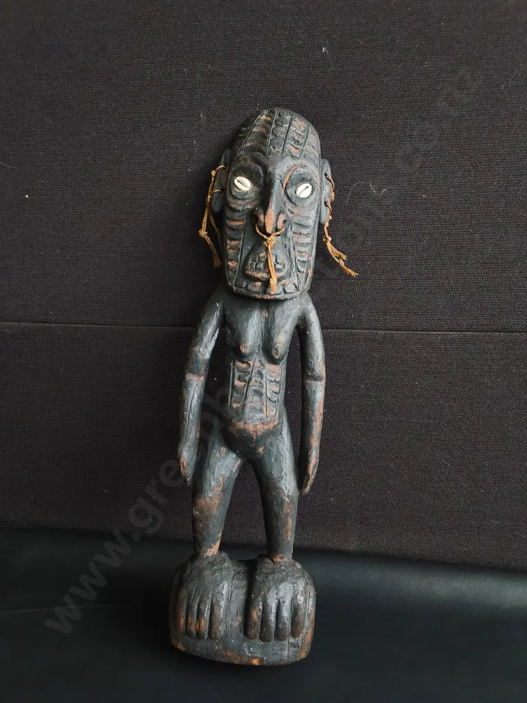 VINTAGE PAPUA NEW GUINEA WOODEN ANCESTRAL SPIRIT FIGURE, H 57 CM Image 1++