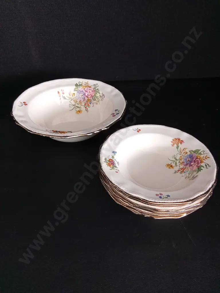 7 VINTAGE ALFRED MEAKIN ENGLAND BOWLS LARGE DIA 23CM SMALL DIA 17.5CM Image 1++