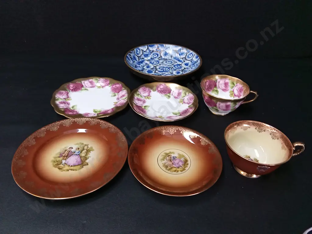 2 VINTAGE TEA TRIOS, WESTMINSTER CHINA AND ROYAL ALBERT, WITH A HAND PAINTED PLATE Image 1++