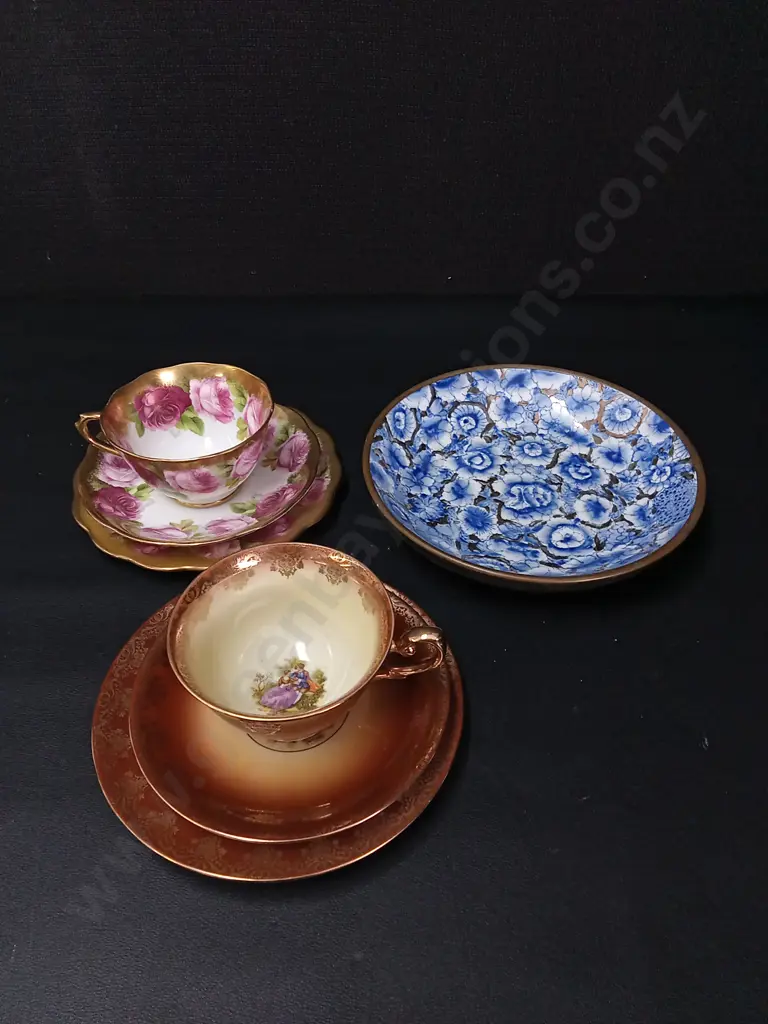 2 VINTAGE TEA TRIOS, WESTMINSTER CHINA AND ROYAL ALBERT, WITH A HAND PAINTED PLATE Image 1++