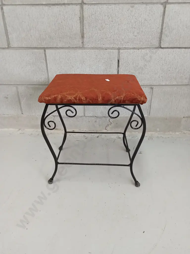 DECORATIVE STOOL WITH PATTERNED FABRIC CUSHION AND METAL FRAME, 43CM HIGH Image 1++